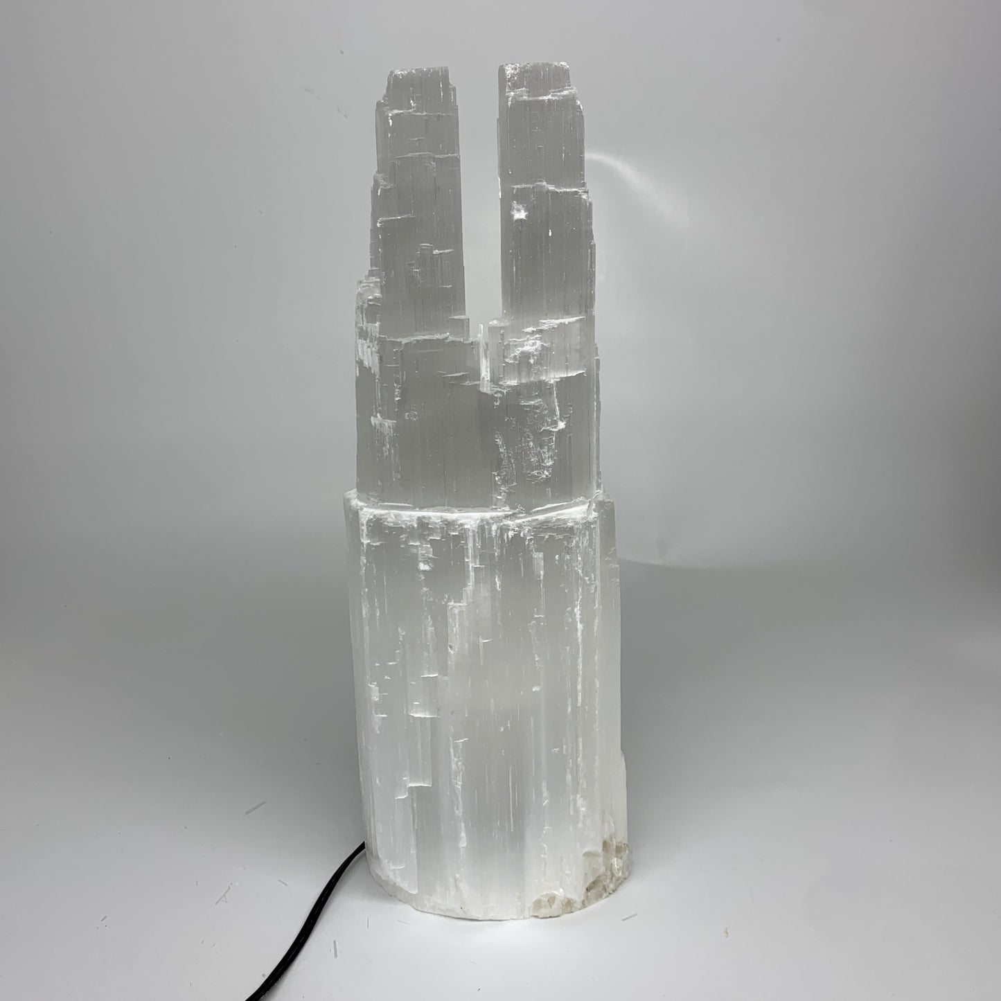 8.2 lbs, 13.7"x4.7"x3.1" Rough Selenite (Satin Spar) Lamp Tower W/Chord, B35779