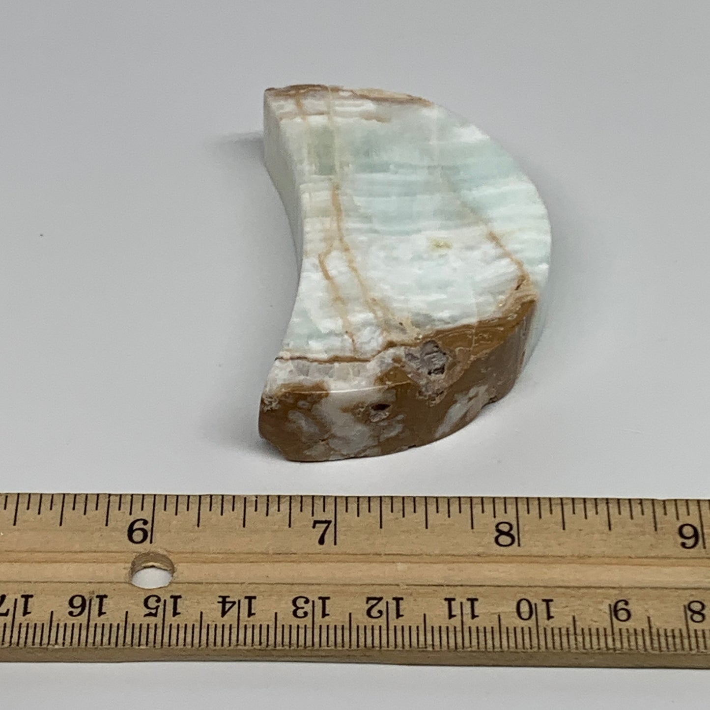 86.2g, 2.5"x1.5"x0.6", Caribbean Calcite Moon Crescent Gemstone, B33677