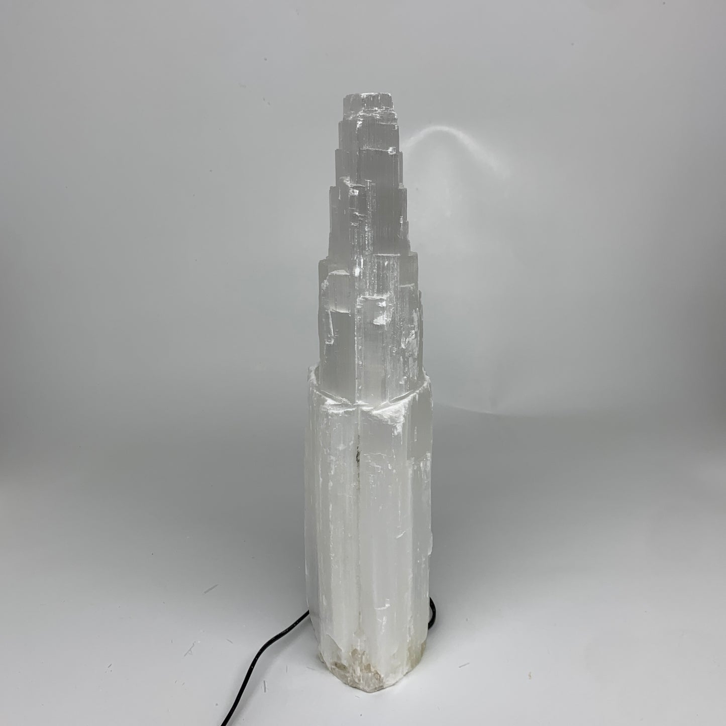 8.2 lbs, 13.7"x4.7"x3.1" Rough Selenite (Satin Spar) Lamp Tower W/Chord, B35779