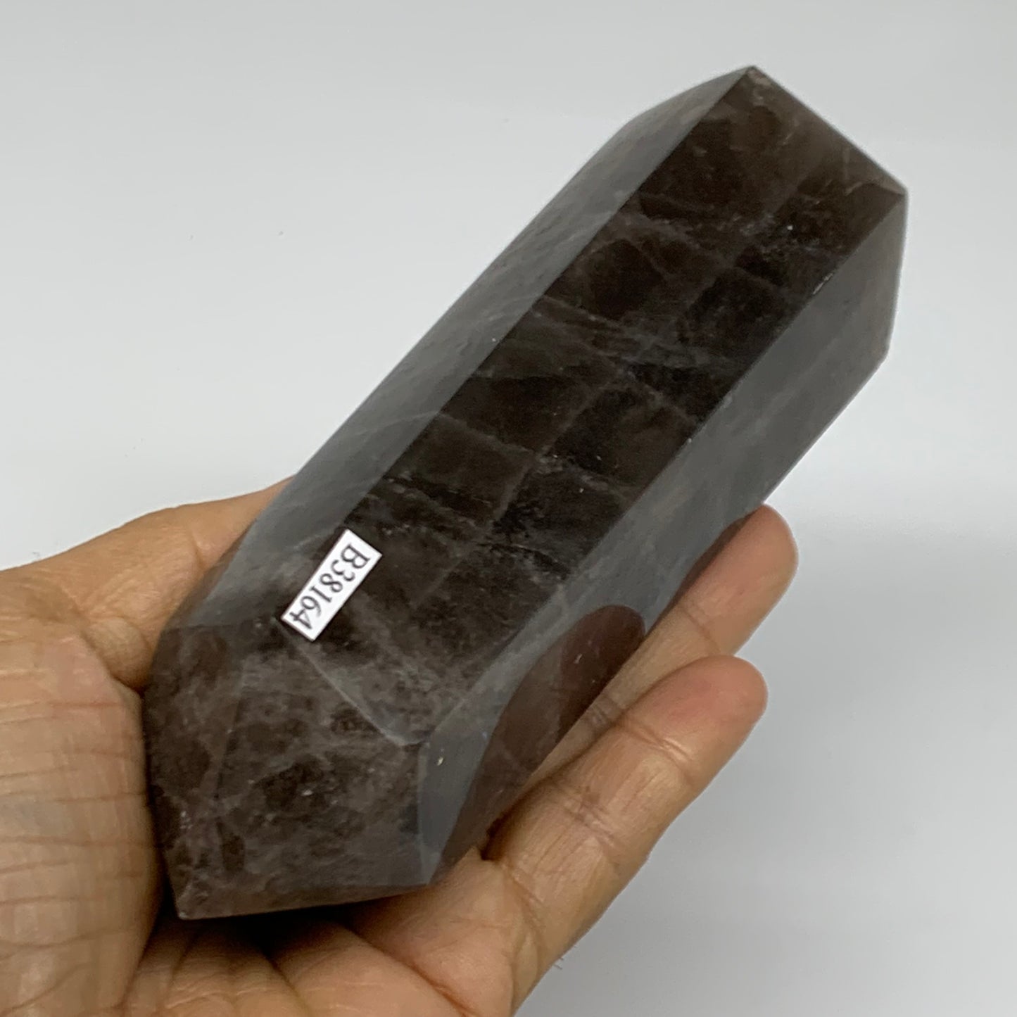 1.2 Lbs, 5.6"x2.2"x1.7", Black Moonstone Tower Obelisk Point Crystal, B38164