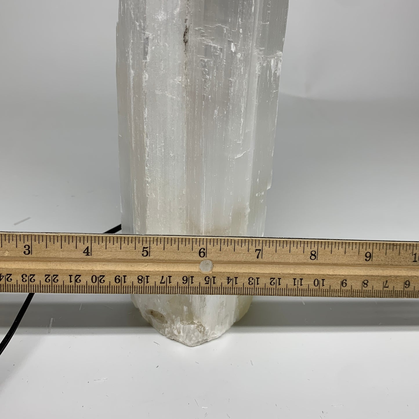 8.2 lbs, 13.7"x4.7"x3.1" Rough Selenite (Satin Spar) Lamp Tower W/Chord, B35779