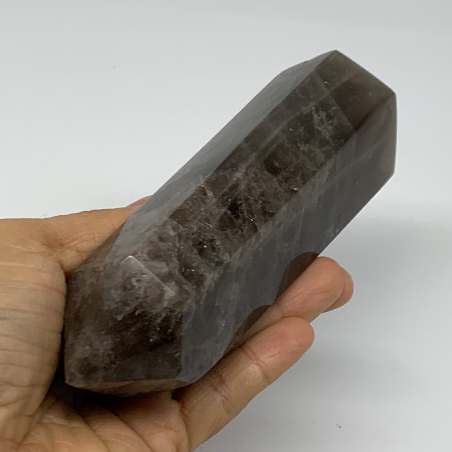 1.2 Lbs, 5.6"x2.2"x1.7", Black Moonstone Tower Obelisk Point Crystal, B38164