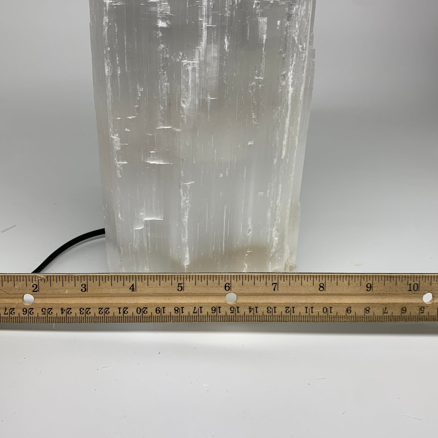 8.2 lbs, 13.7"x4.7"x3.1" Rough Selenite (Satin Spar) Lamp Tower W/Chord, B35779