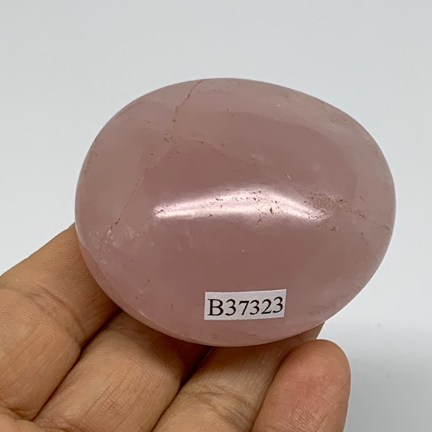 126.5g , 2.2"x2"x1.3", Natural Pink Rose Quartz Palm-stone Crystal, B37323