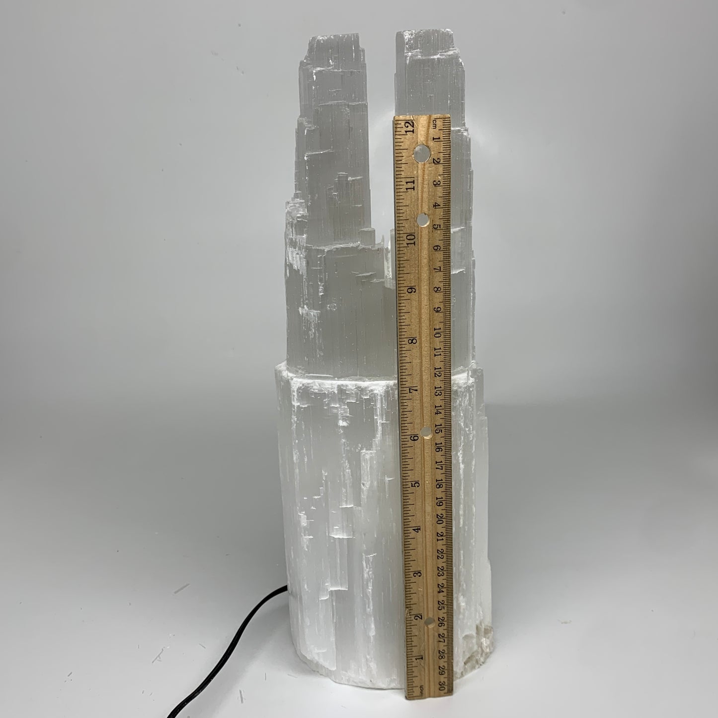 8.2 lbs, 13.7"x4.7"x3.1" Rough Selenite (Satin Spar) Lamp Tower W/Chord, B35779