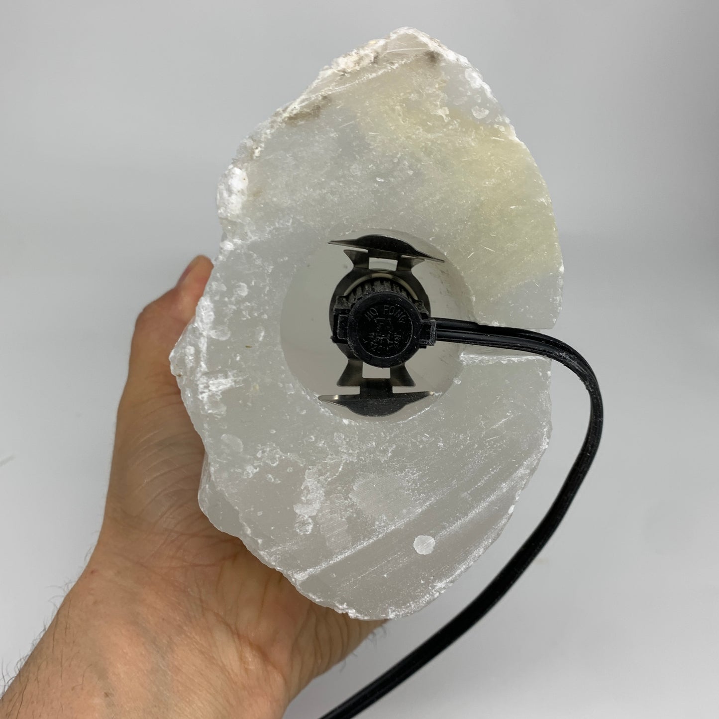 8.2 lbs, 13.7"x4.7"x3.1" Rough Selenite (Satin Spar) Lamp Tower W/Chord, B35779