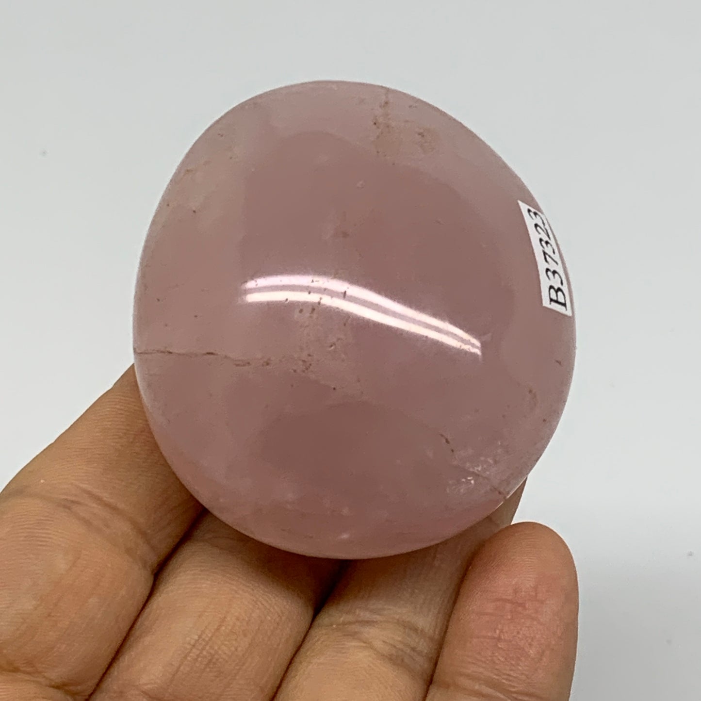 126.5g , 2.2"x2"x1.3", Natural Pink Rose Quartz Palm-stone Crystal, B37323