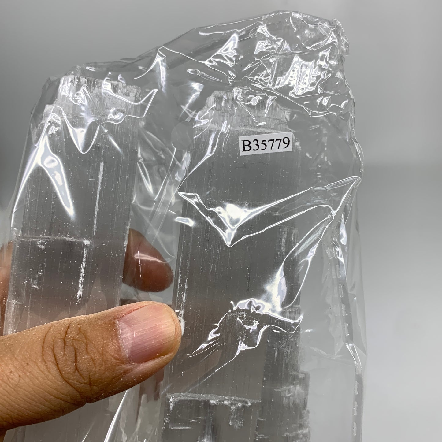 8.2 lbs, 13.7"x4.7"x3.1" Rough Selenite (Satin Spar) Lamp Tower W/Chord, B35779