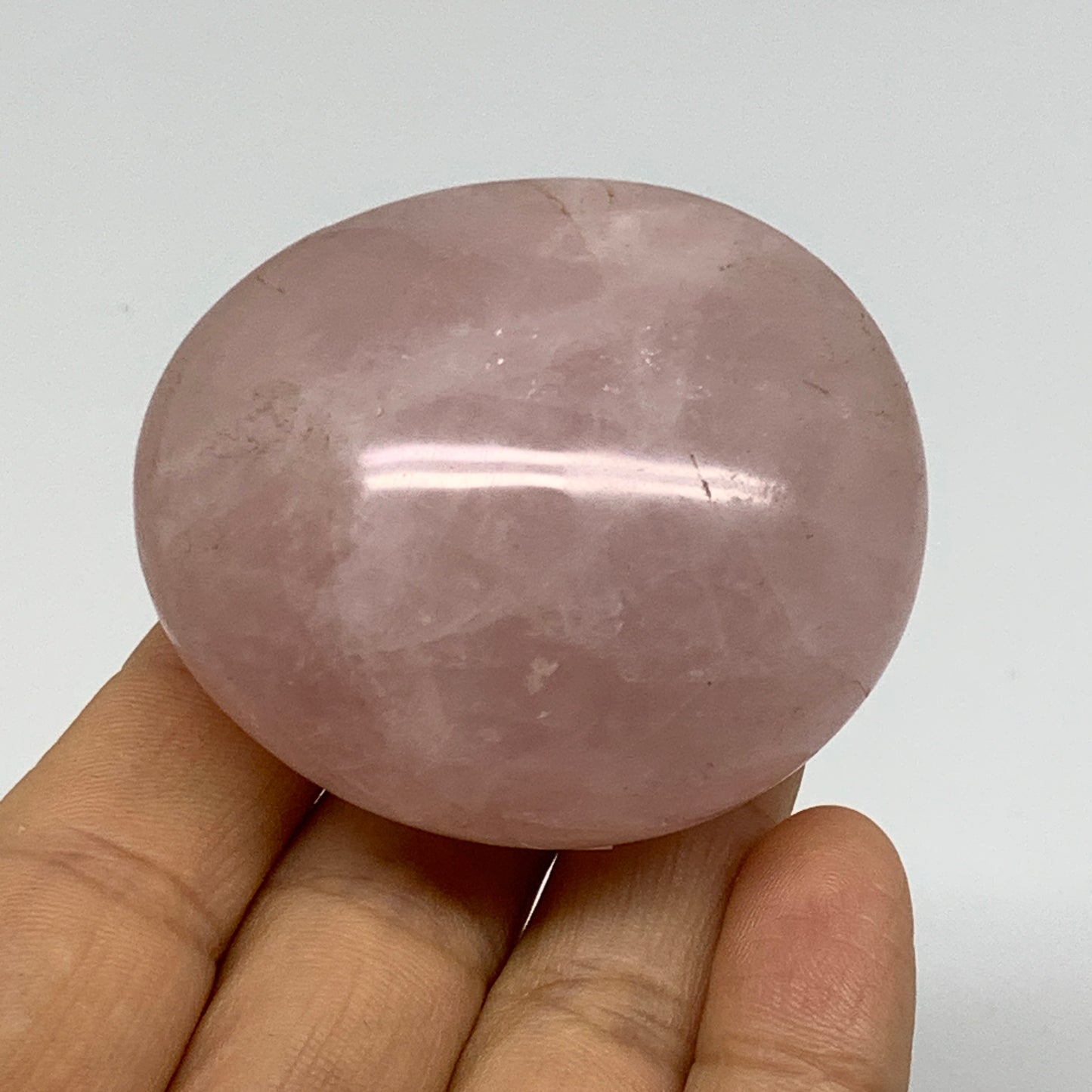126.5g , 2.2"x2"x1.3", Natural Pink Rose Quartz Palm-stone Crystal, B37323