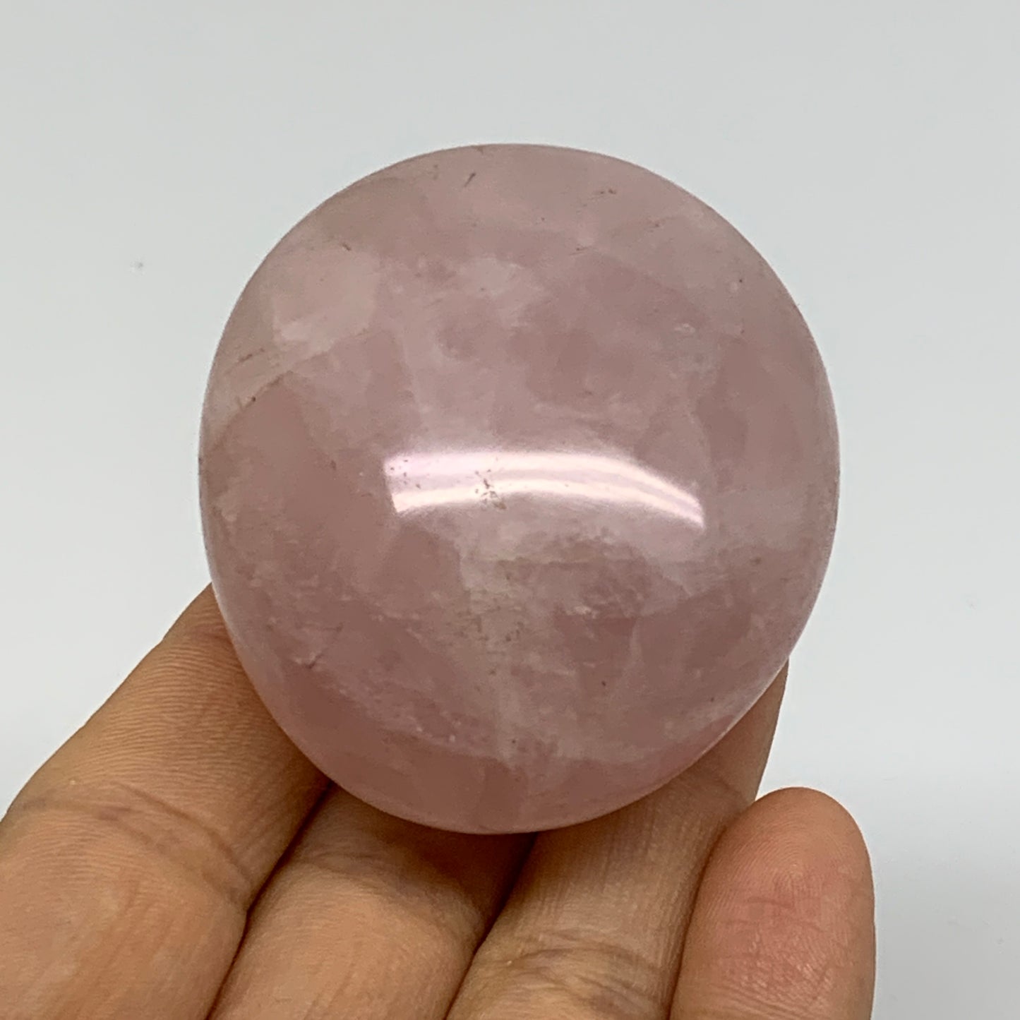 126.5g , 2.2"x2"x1.3", Natural Pink Rose Quartz Palm-stone Crystal, B37323