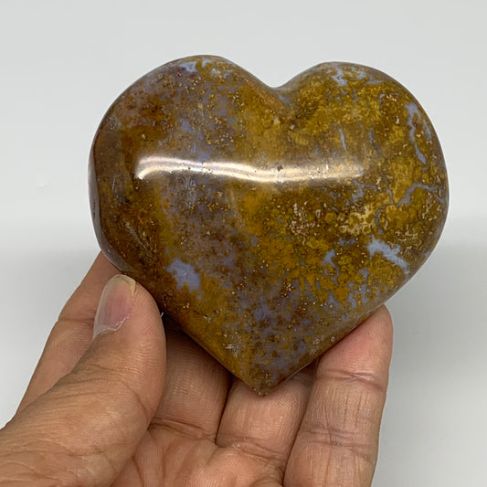 0.40 lbs, 2.7"x2.8"x1.2" Ocean Jasper Heart Polished Healing Crystal, B30854
