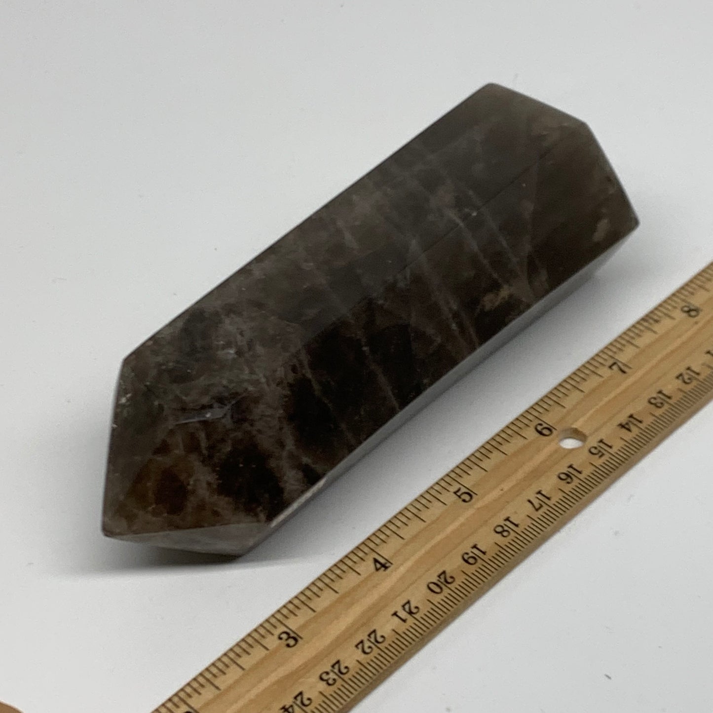 1.2 Lbs, 5.6"x2.2"x1.7", Black Moonstone Tower Obelisk Point Crystal, B38164