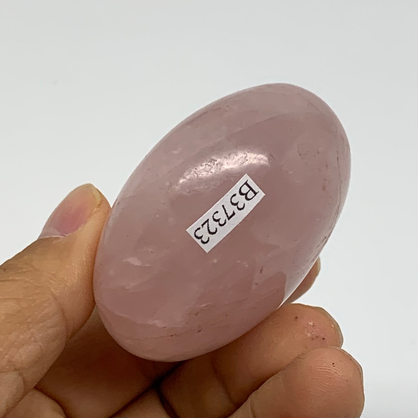 126.5g , 2.2"x2"x1.3", Natural Pink Rose Quartz Palm-stone Crystal, B37323