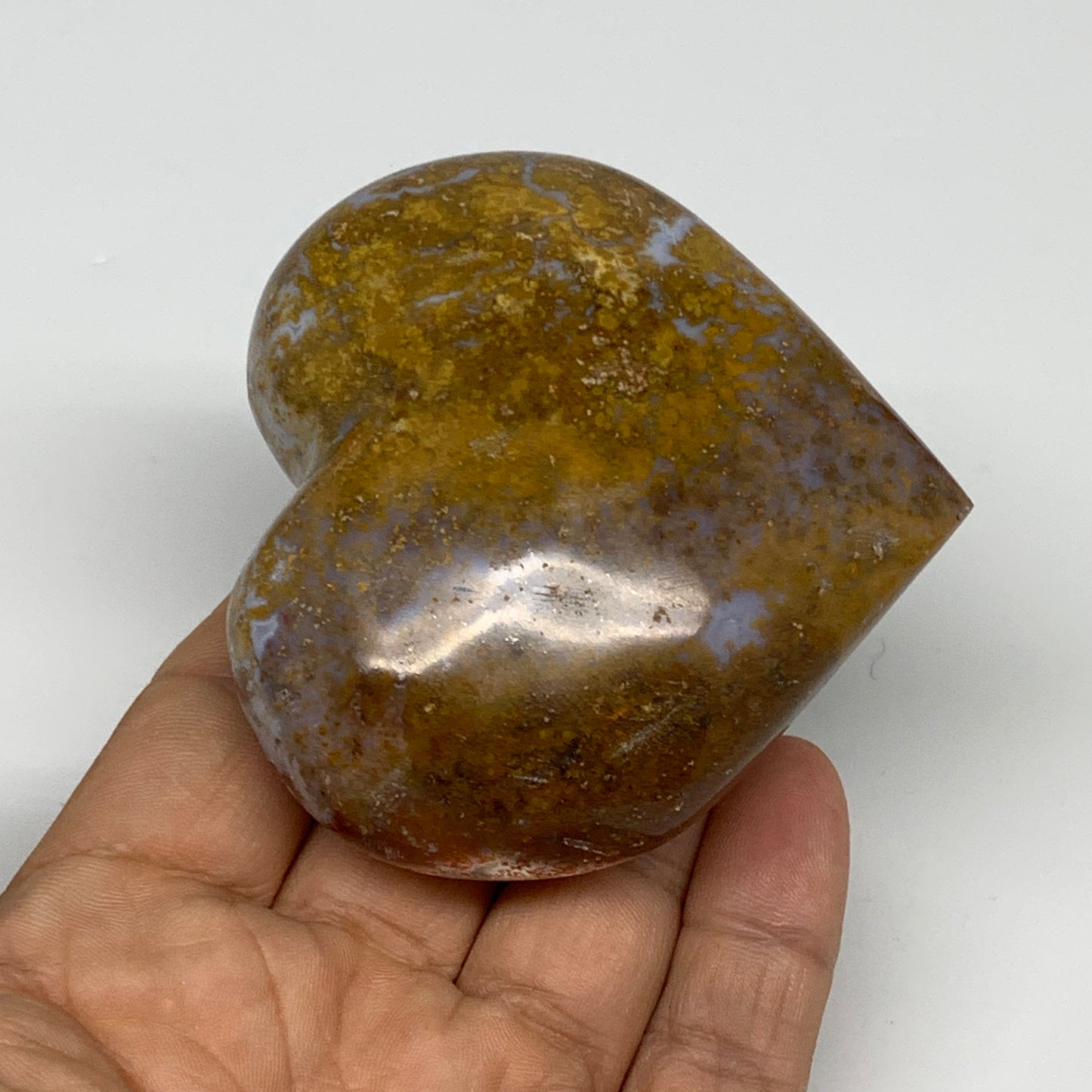 0.40 lbs, 2.7"x2.8"x1.2" Ocean Jasper Heart Polished Healing Crystal, B30854