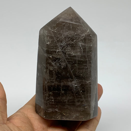 0.85 Lbs, 4"x2.3"x1.6", Black Moonstone Tower Obelisk Point Crystal, B38165