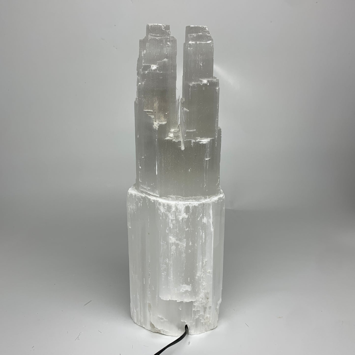 9.79 lbs, 14"x4.3"x3.9" Rough Selenite (Satin Spar) Lamp Tower W/Chord, B35780