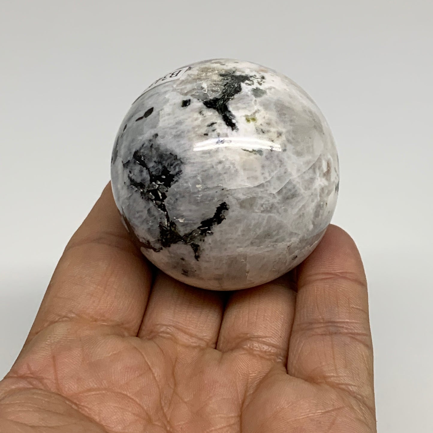 157.6g, 1.9"(48mm), Natural Rainbow Moonstone Sphere Ball Gemstone, B34316