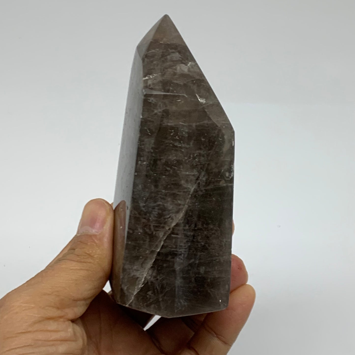 0.85 Lbs, 4"x2.3"x1.6", Black Moonstone Tower Obelisk Point Crystal, B38165
