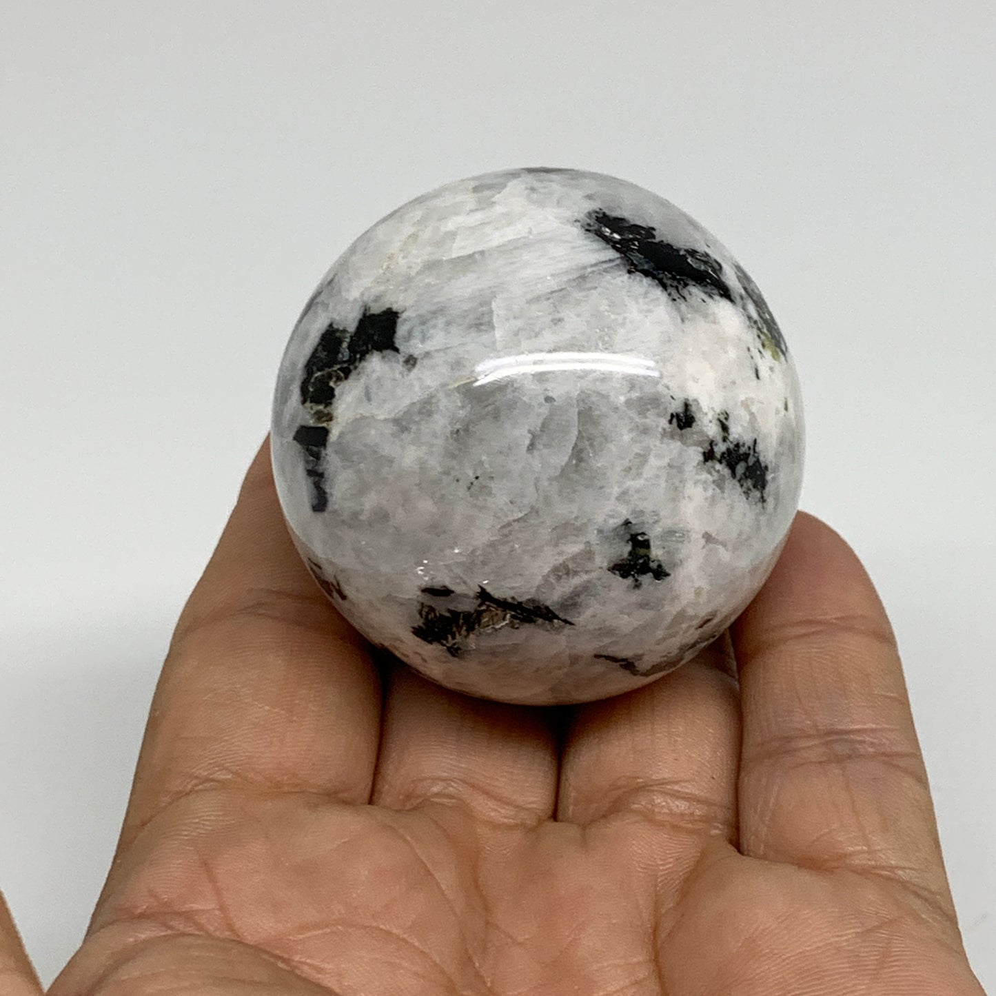 157.6g, 1.9"(48mm), Natural Rainbow Moonstone Sphere Ball Gemstone, B34316