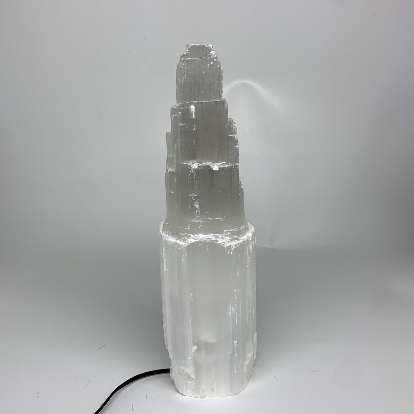 9.79 lbs, 14"x4.3"x3.9" Rough Selenite (Satin Spar) Lamp Tower W/Chord, B35780