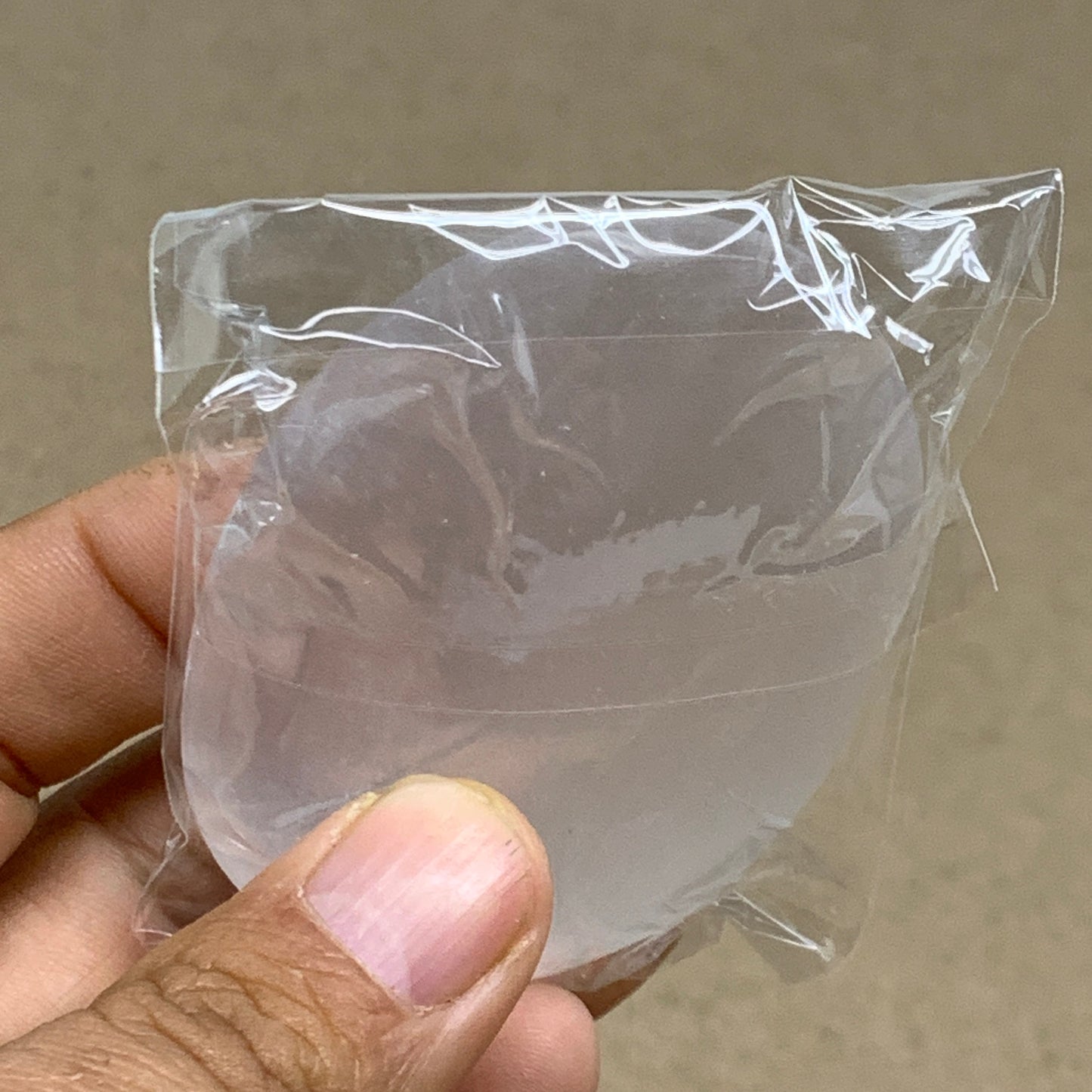 88g, 2.7"x1.9"x0.9", White Selenite Palmstone Crystal Pillow Reiki, B36423