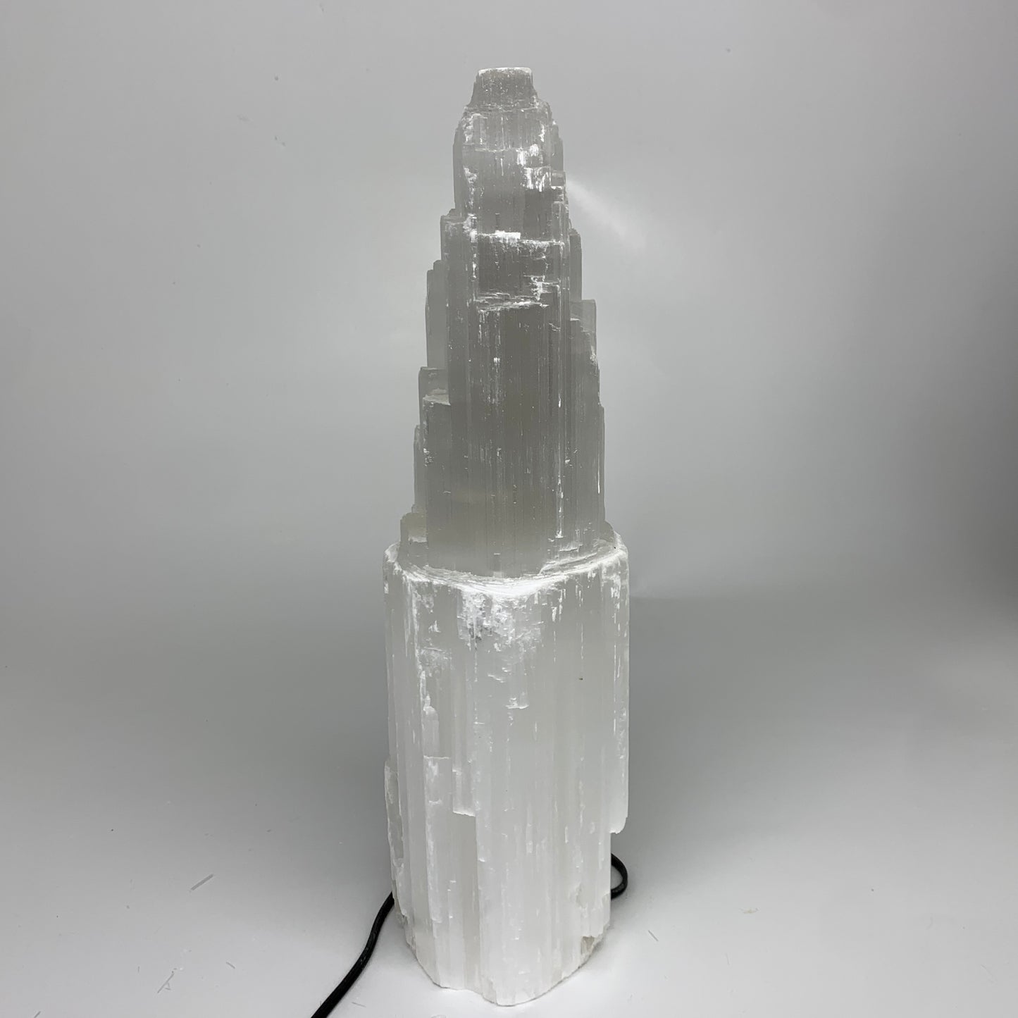 9.79 lbs, 14"x4.3"x3.9" Rough Selenite (Satin Spar) Lamp Tower W/Chord, B35780