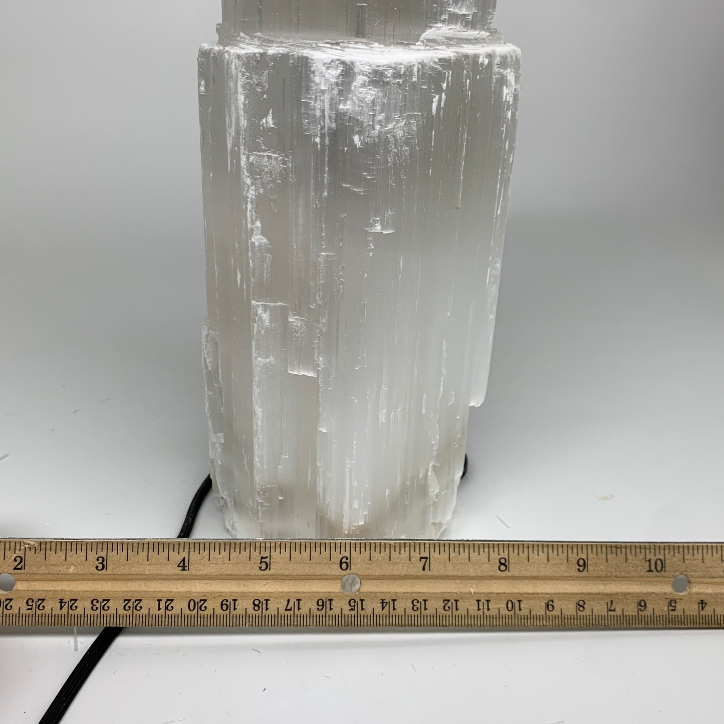 9.79 lbs, 14"x4.3"x3.9" Rough Selenite (Satin Spar) Lamp Tower W/Chord, B35780