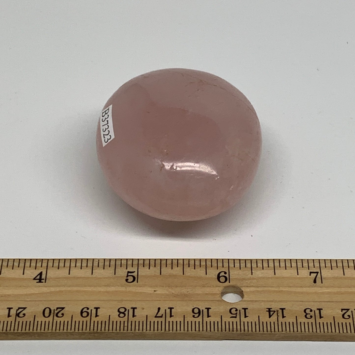 126.5g , 2.2"x2"x1.3", Natural Pink Rose Quartz Palm-stone Crystal, B37323