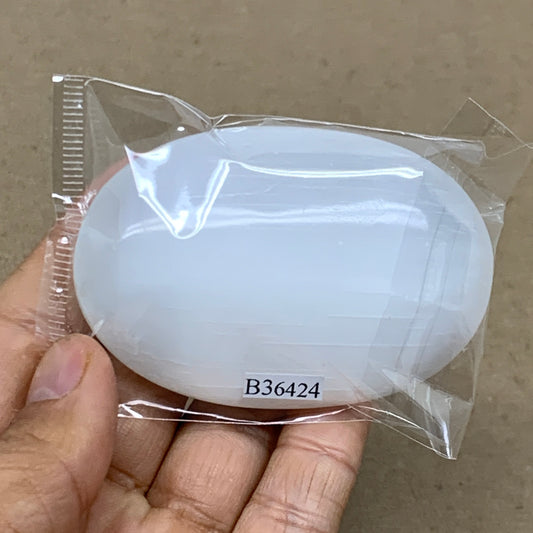 95g, 2.8"x1.9"x0.9", White Selenite Palmstone Crystal Pillow Reiki, B36424