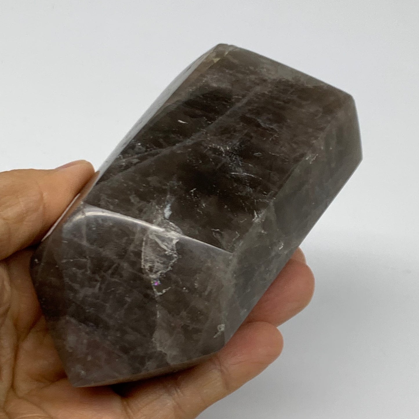 0.85 Lbs, 4"x2.3"x1.6", Black Moonstone Tower Obelisk Point Crystal, B38165