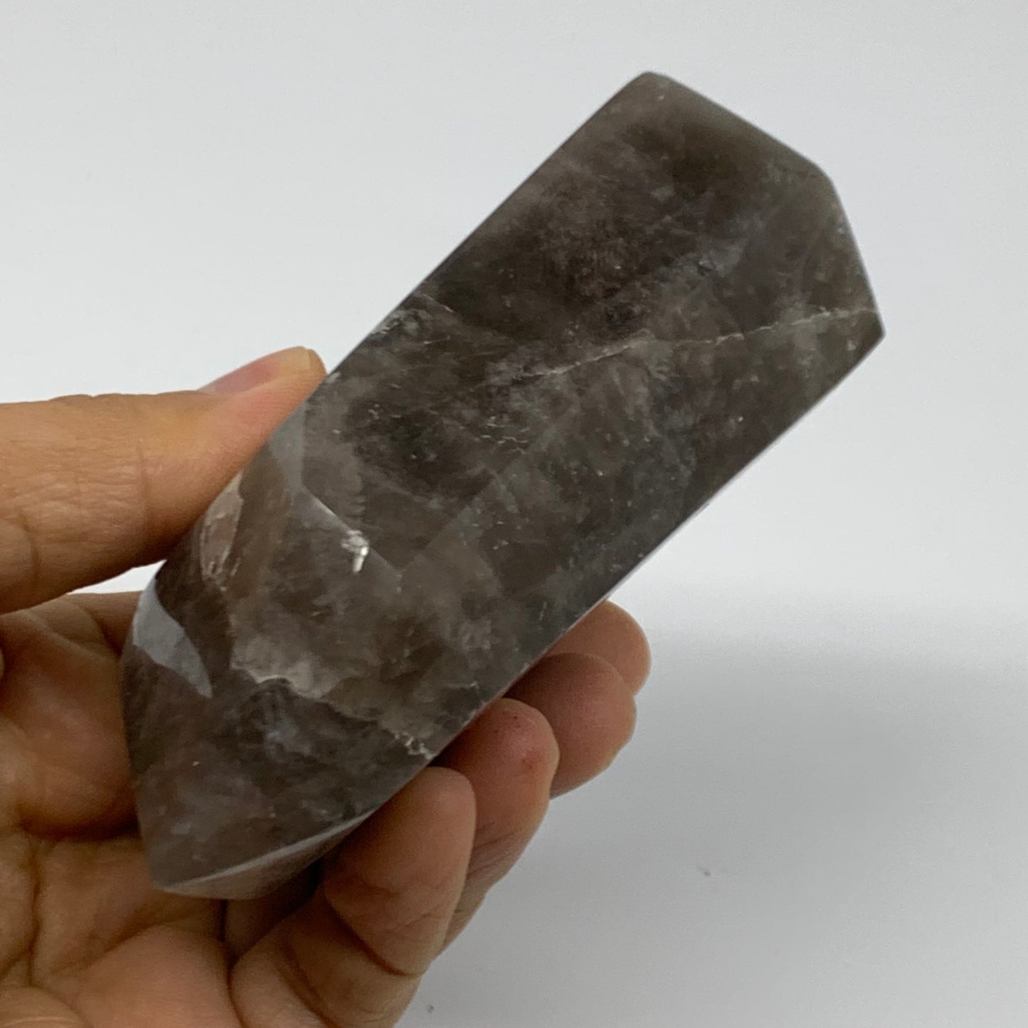 0.85 Lbs, 4"x2.3"x1.6", Black Moonstone Tower Obelisk Point Crystal, B38165