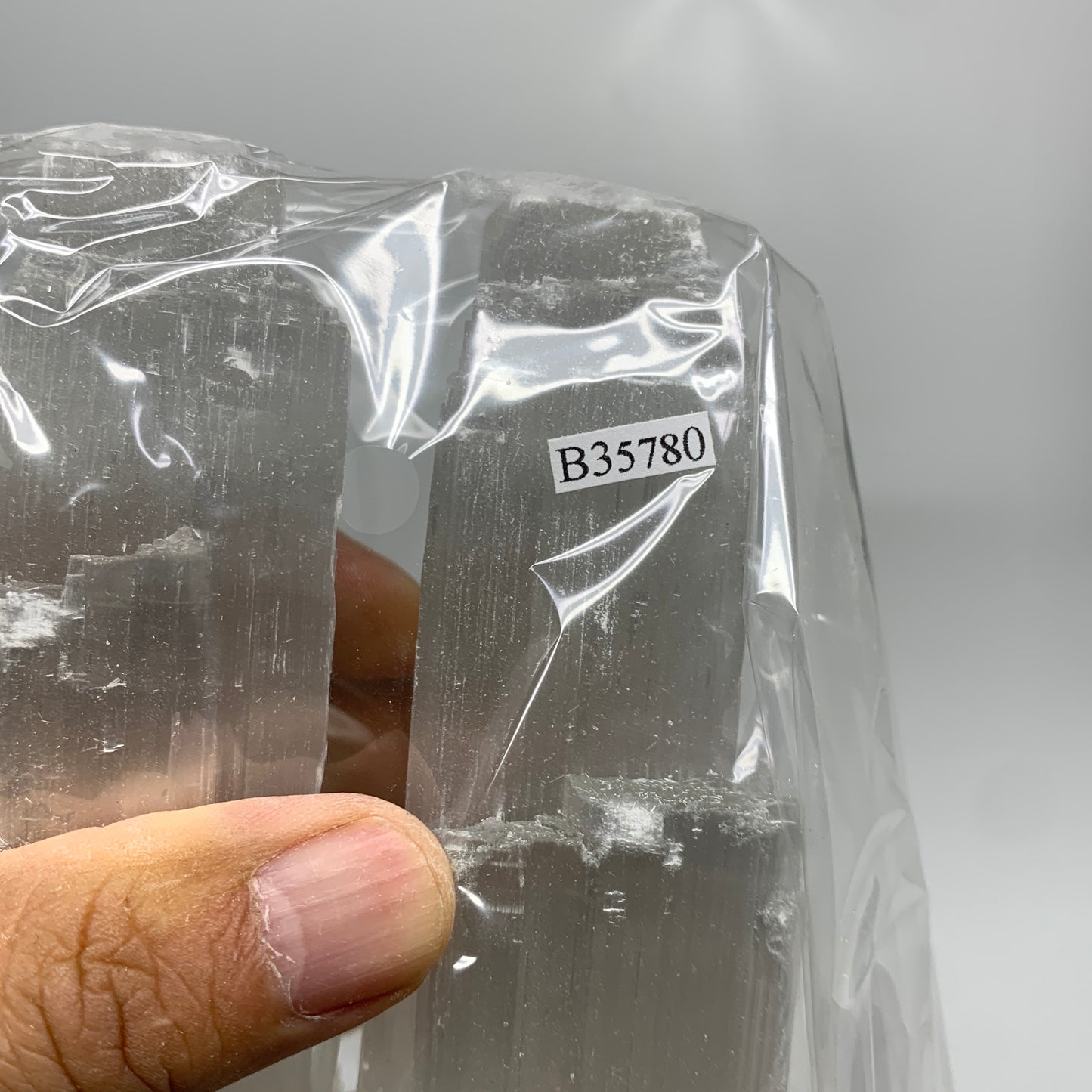 9.79 lbs, 14"x4.3"x3.9" Rough Selenite (Satin Spar) Lamp Tower W/Chord, B35780