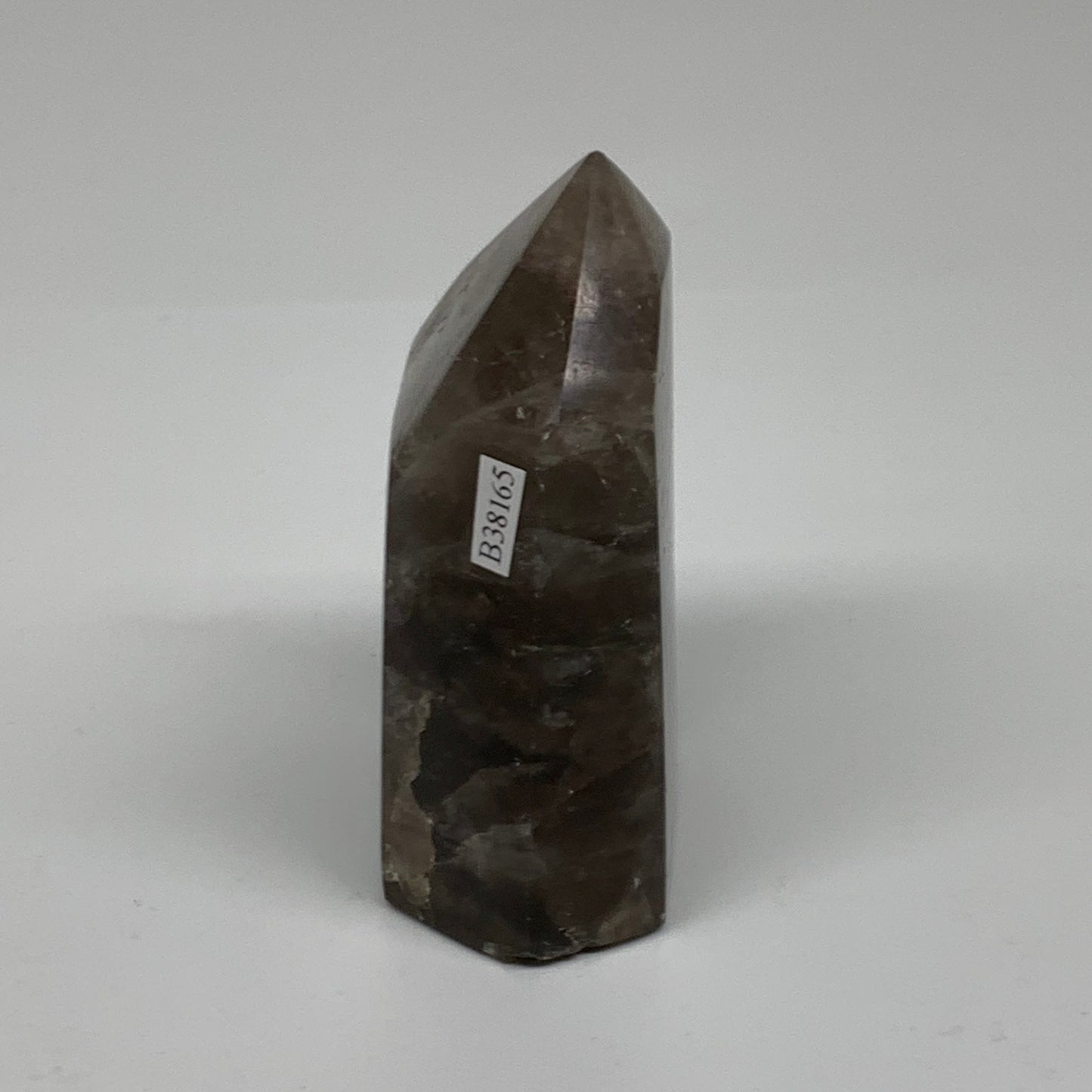 0.85 Lbs, 4"x2.3"x1.6", Black Moonstone Tower Obelisk Point Crystal, B38165