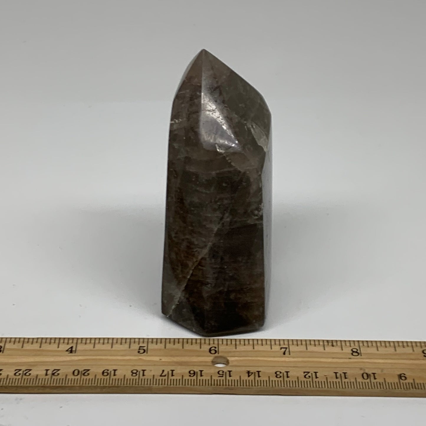 0.85 Lbs, 4"x2.3"x1.6", Black Moonstone Tower Obelisk Point Crystal, B38165