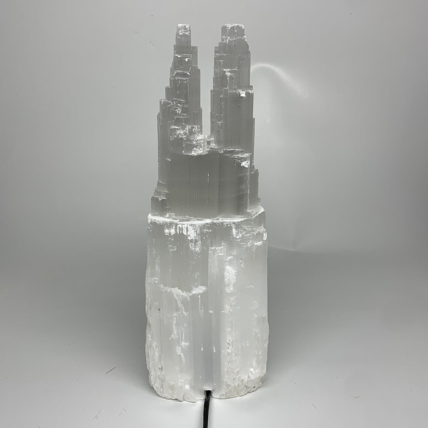 7.8 lbs, 13.7"x4.6"x3" Rough Selenite (Satin Spar) Lamp Tower W/Chord, B35781