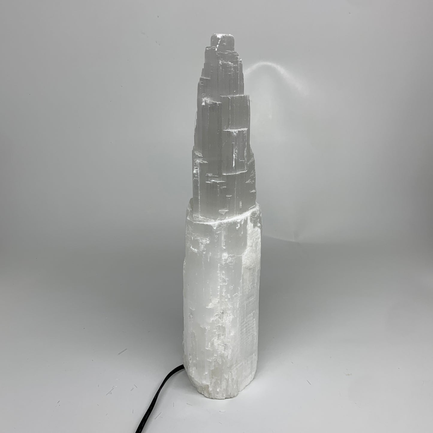 7.8 lbs, 13.7"x4.6"x3" Rough Selenite (Satin Spar) Lamp Tower W/Chord, B35781