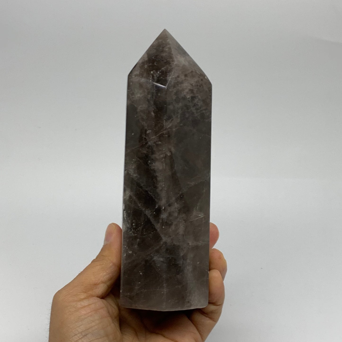 2 Lbs, 6.6"x2.5"x2", Black Moonstone Tower Obelisk Point Crystal, B38166