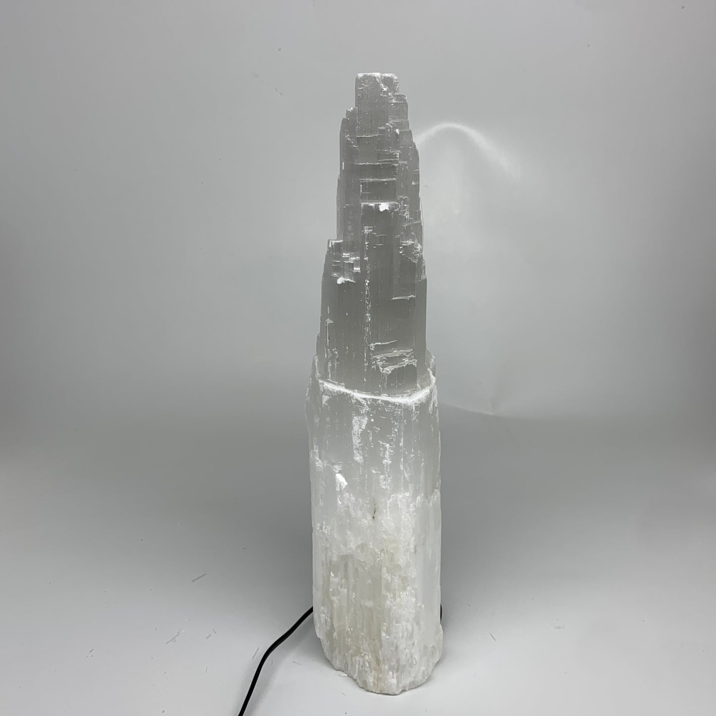 7.8 lbs, 13.7"x4.6"x3" Rough Selenite (Satin Spar) Lamp Tower W/Chord, B35781