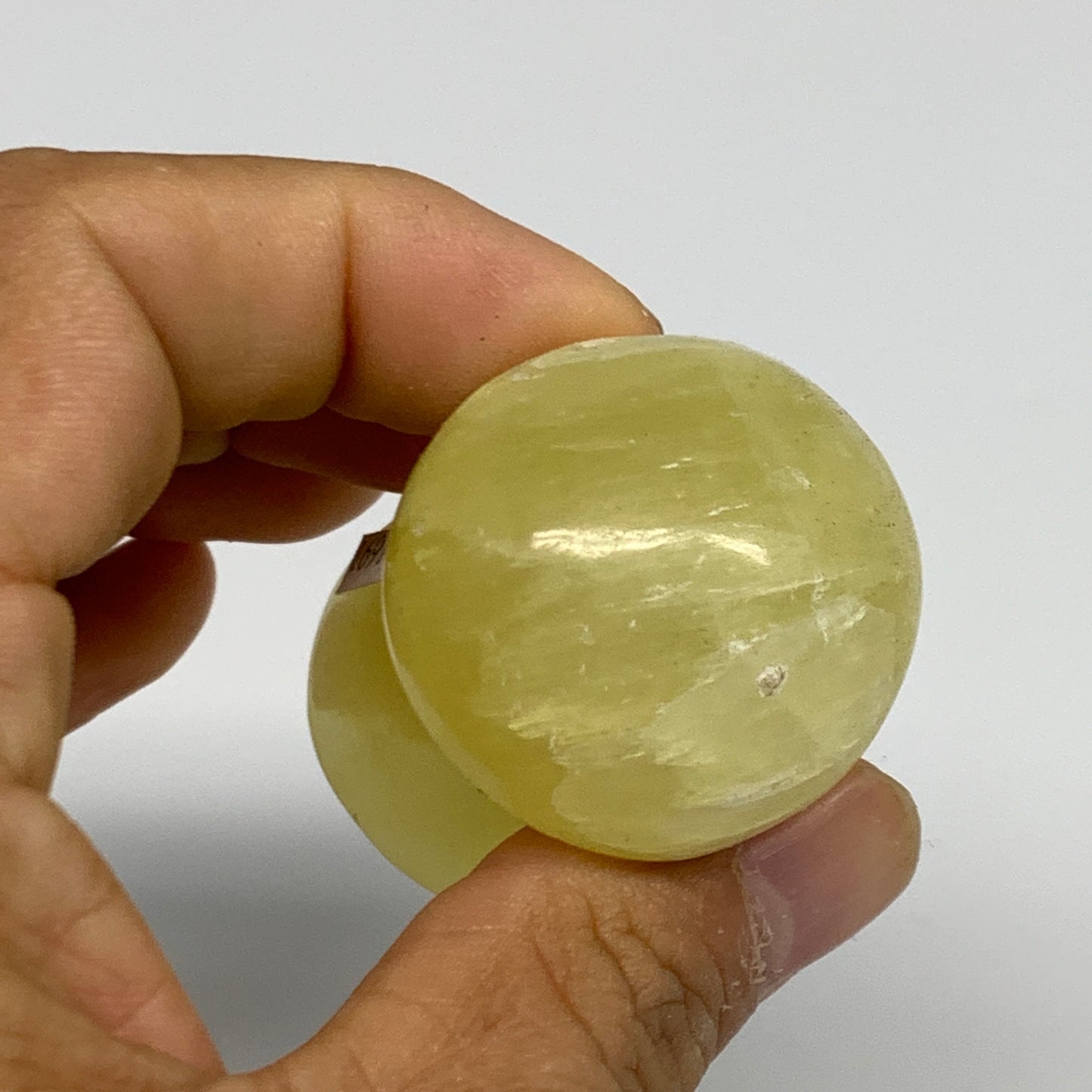 99g, 1.9"x1.3" Natural Lemon Calcite Mushroom Gemstone @Pakistan, B31691