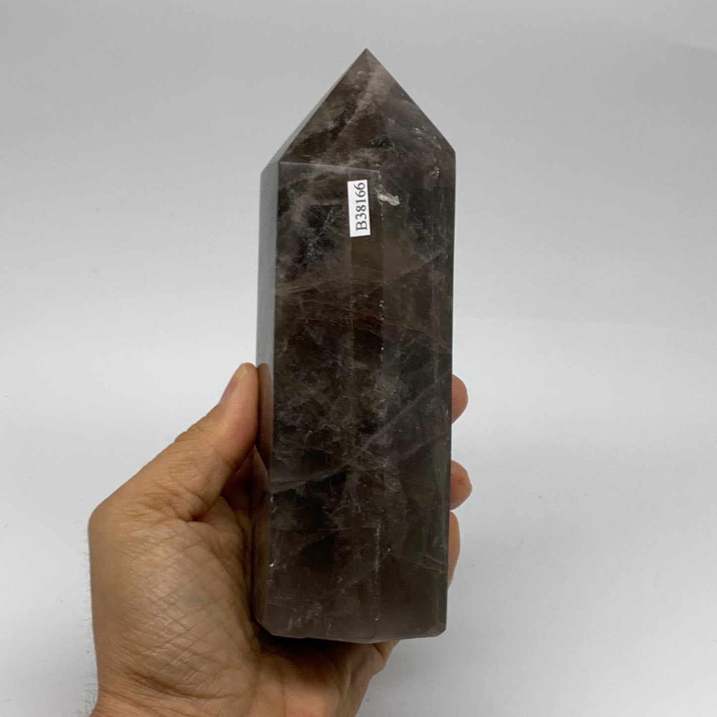 2 Lbs, 6.6"x2.5"x2", Black Moonstone Tower Obelisk Point Crystal, B38166