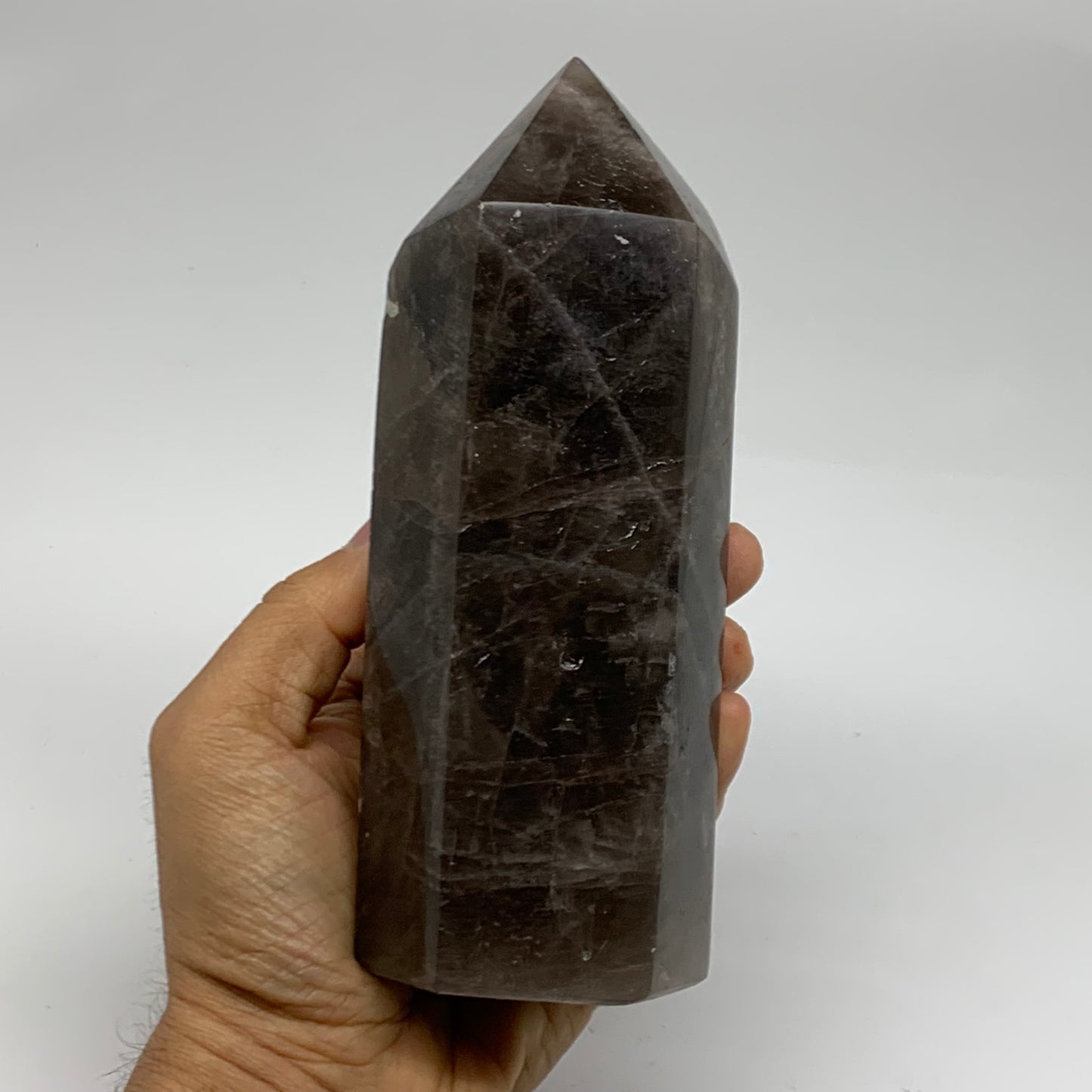2 Lbs, 6.6"x2.5"x2", Black Moonstone Tower Obelisk Point Crystal, B38166