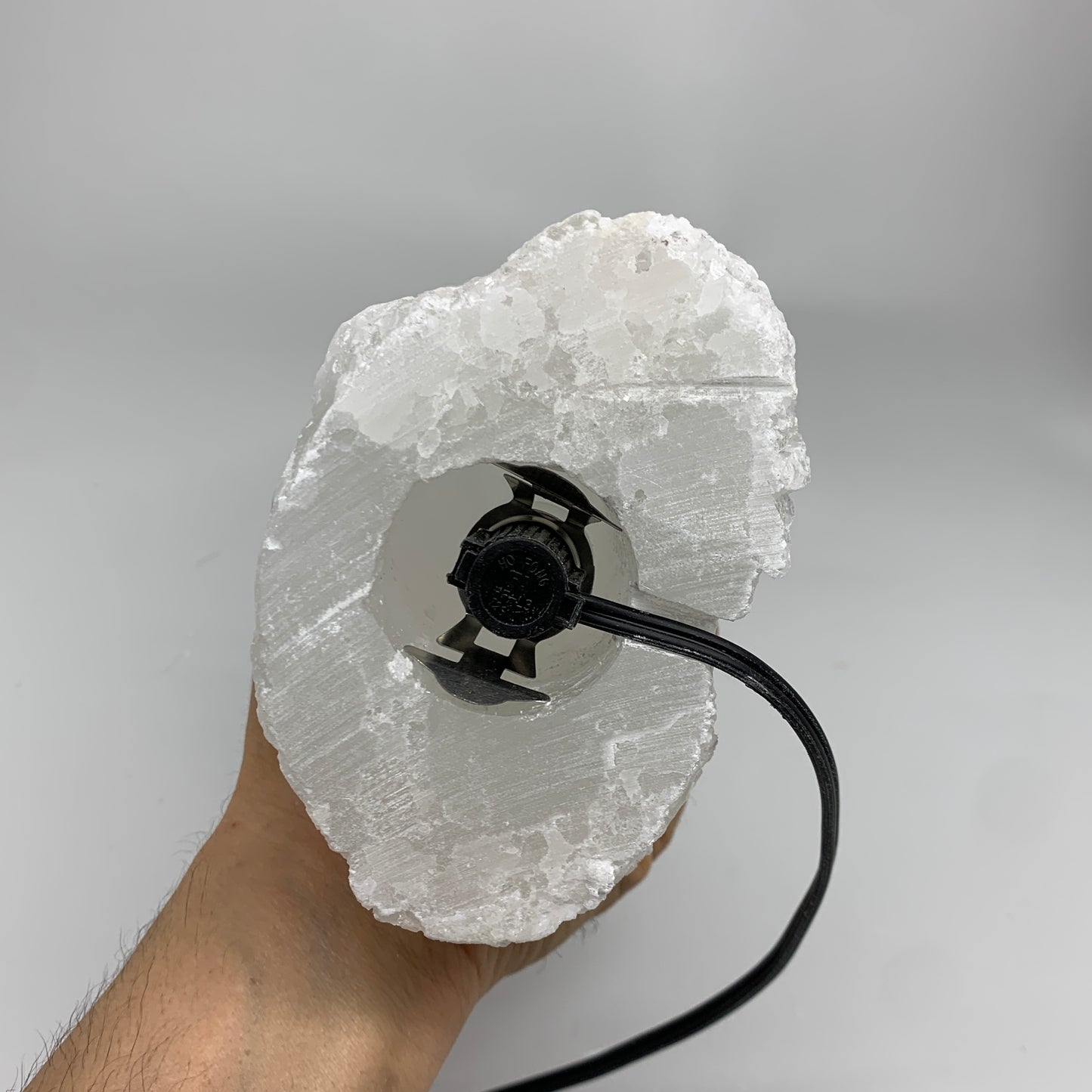 7.8 lbs, 13.7"x4.6"x3" Rough Selenite (Satin Spar) Lamp Tower W/Chord, B35781