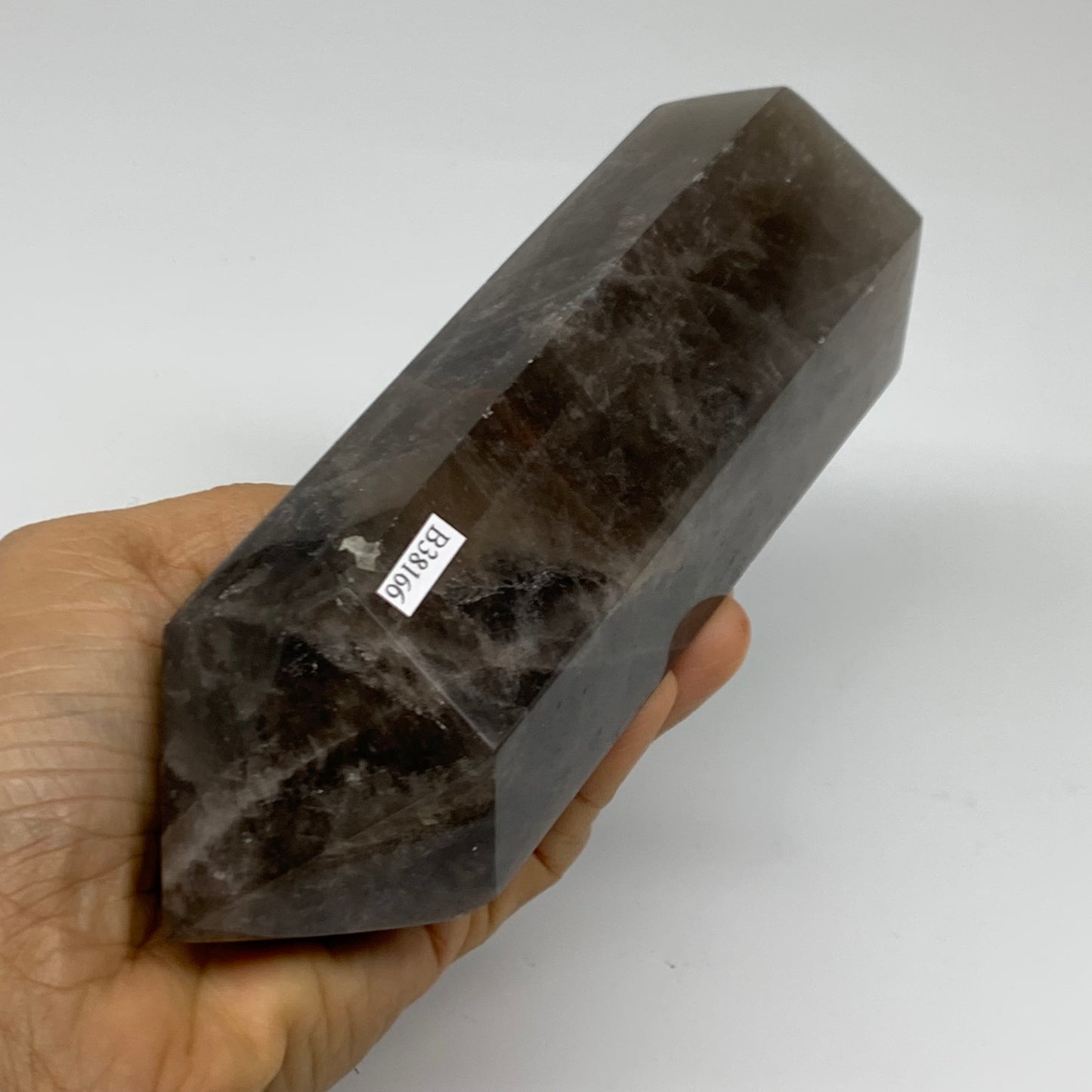 2 Lbs, 6.6"x2.5"x2", Black Moonstone Tower Obelisk Point Crystal, B38166