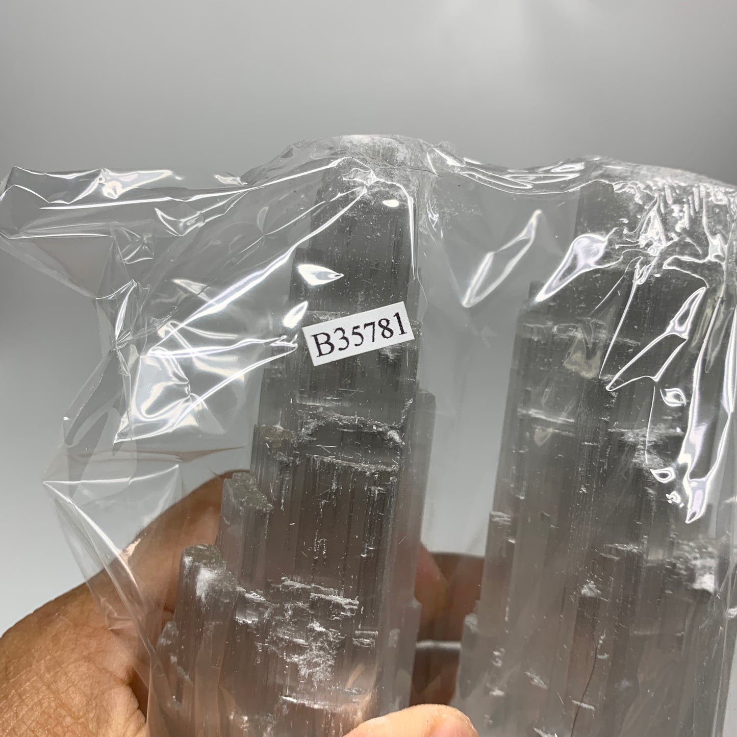 7.8 lbs, 13.7"x4.6"x3" Rough Selenite (Satin Spar) Lamp Tower W/Chord, B35781