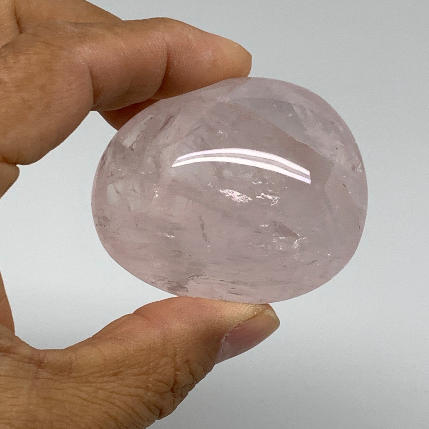 178.9g , 2.1"-2.2", 2pcs, Natural Pink Rose Quartz Palm-stone Crystal, B37225