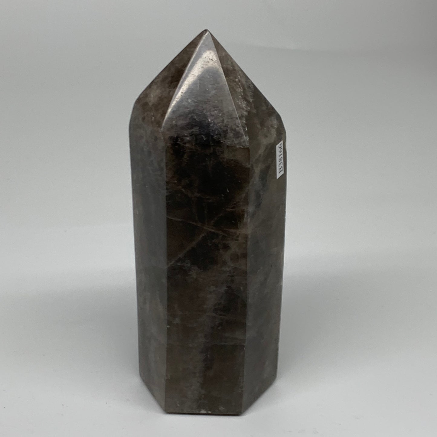 2 Lbs, 6.6"x2.5"x2", Black Moonstone Tower Obelisk Point Crystal, B38166