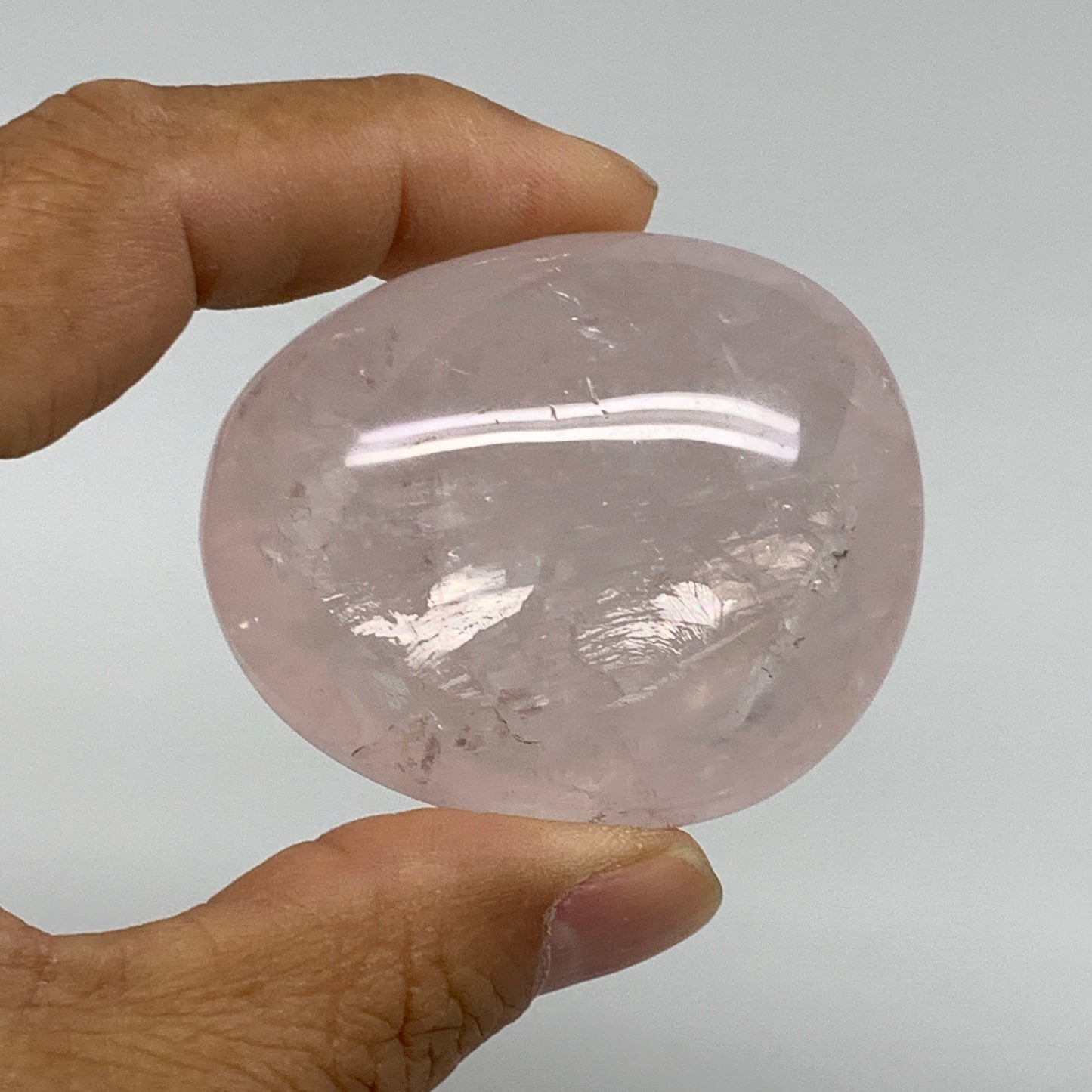 178.9g , 2.1"-2.2", 2pcs, Natural Pink Rose Quartz Palm-stone Crystal, B37225