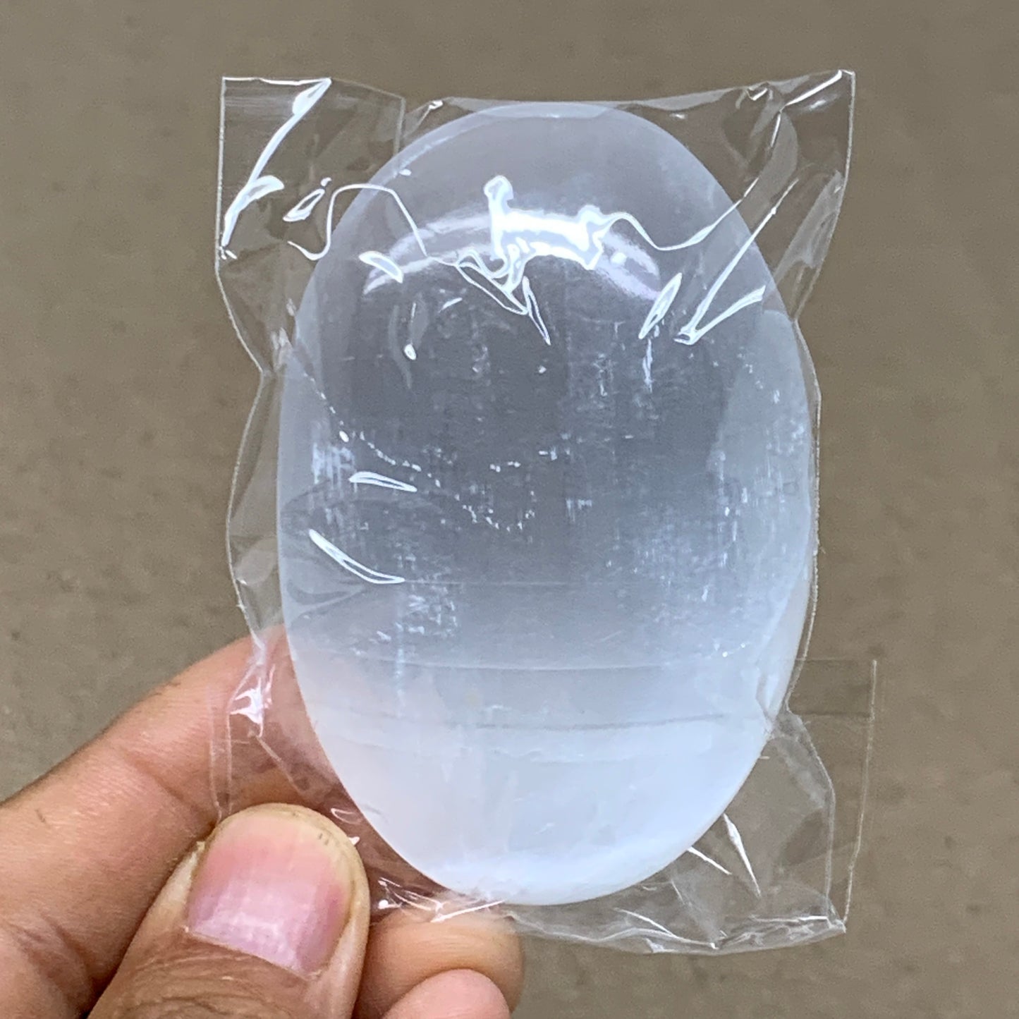 95g, 2.8"x1.9"x0.9", White Selenite Palmstone Crystal Pillow Reiki, B36426