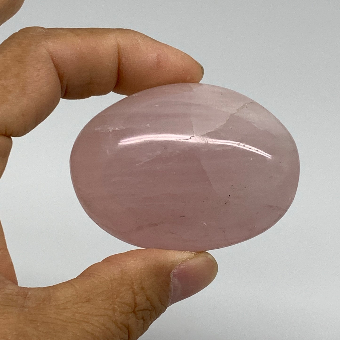 178.9g , 2.1"-2.2", 2pcs, Natural Pink Rose Quartz Palm-stone Crystal, B37225