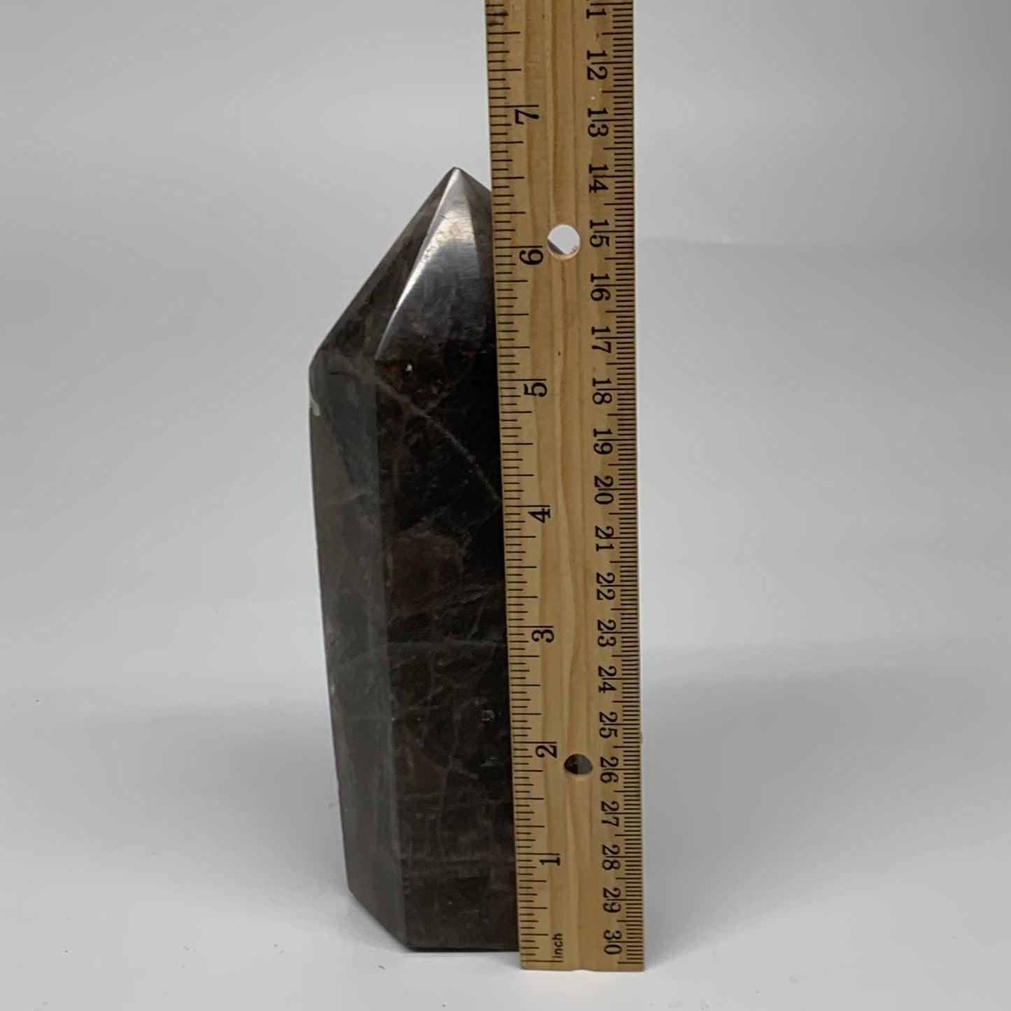 2 Lbs, 6.6"x2.5"x2", Black Moonstone Tower Obelisk Point Crystal, B38166